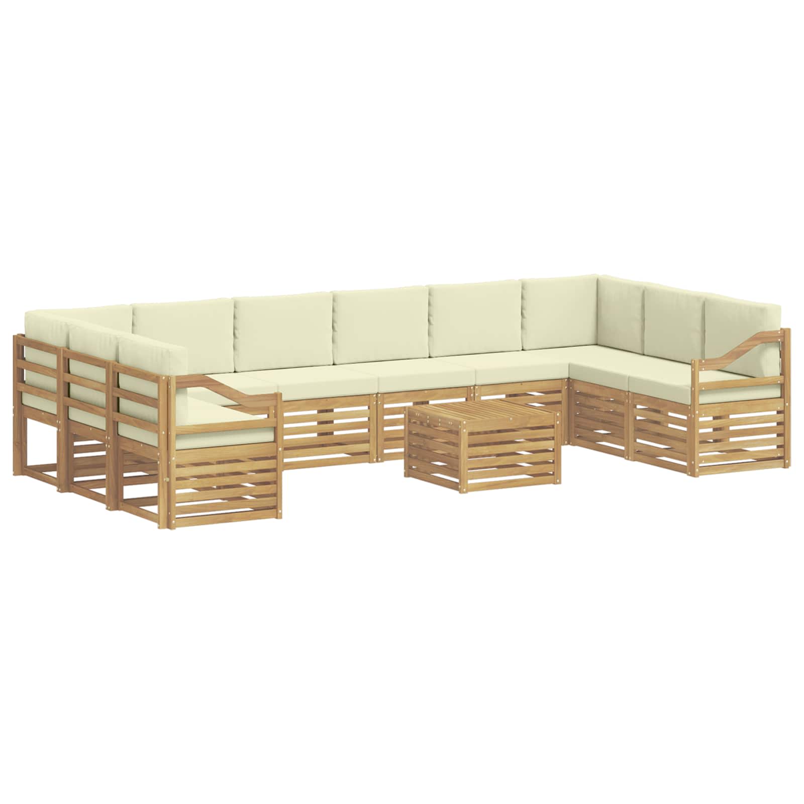 Set vanjskih sofa s jastukom 11 pcs Bijela i krem Poliester