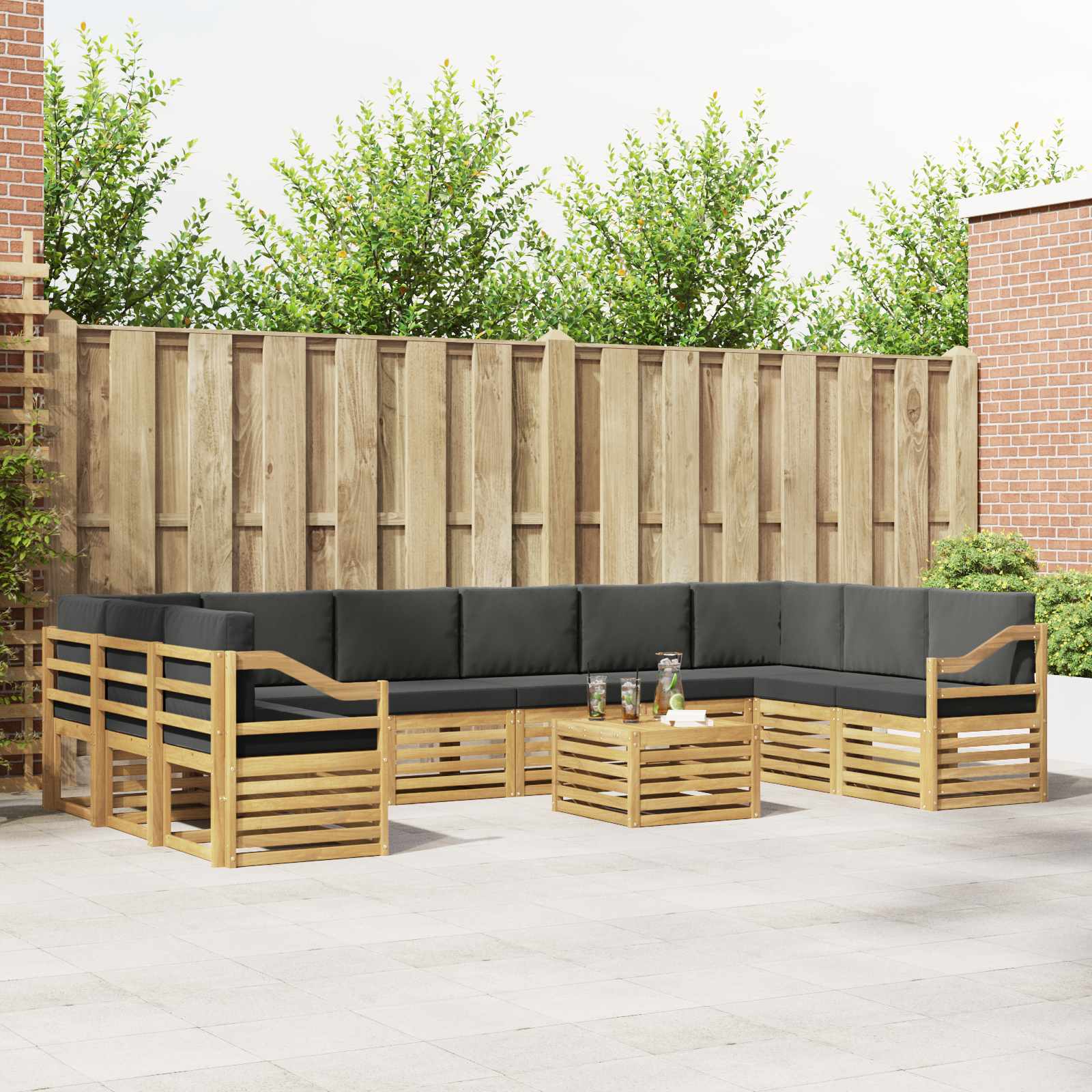Set vanjskih sofa 8 pcs Bijela i Antracit 59 x 59 x 37 cm