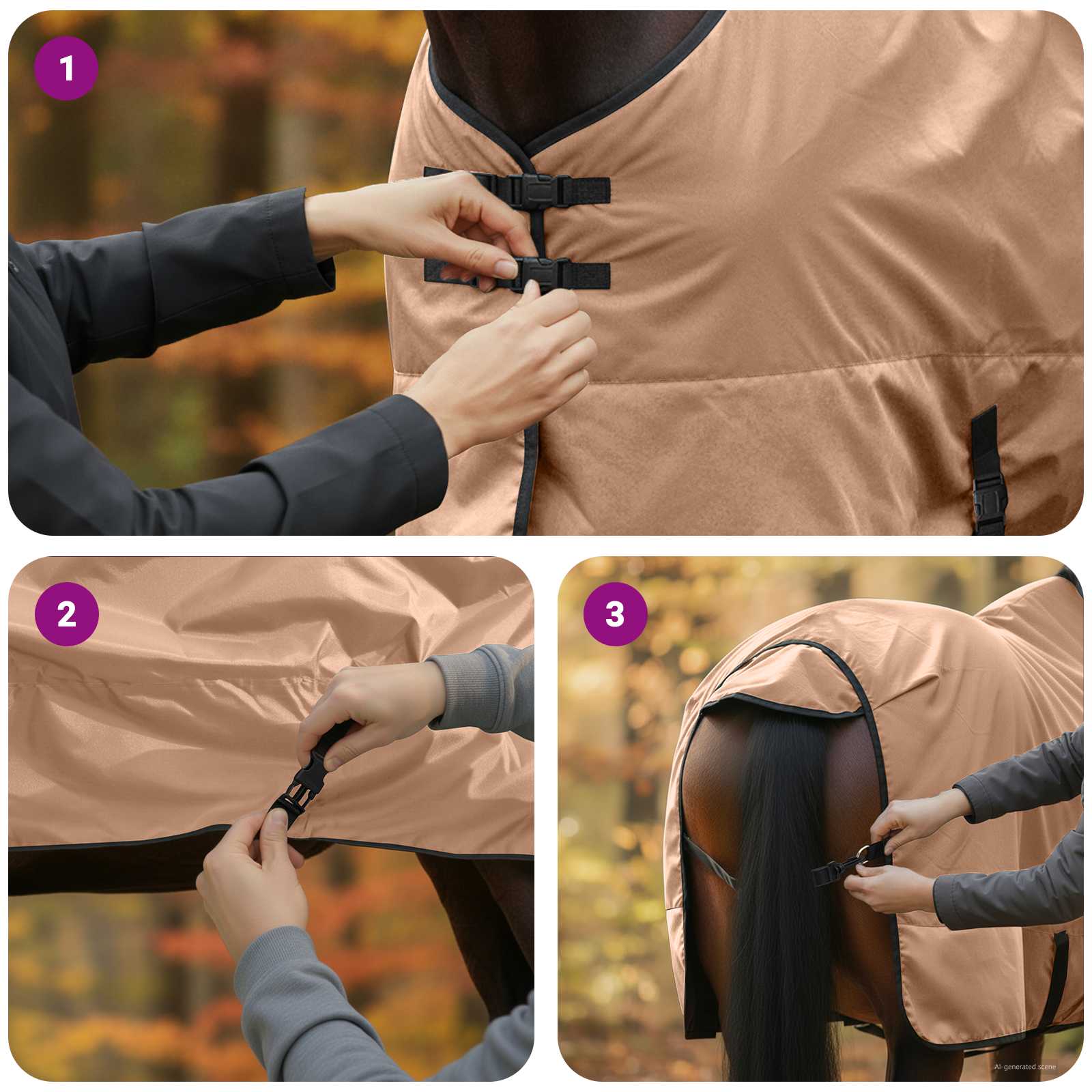 Pokrivač za konje Boja cappuccina 115 cm Poliester