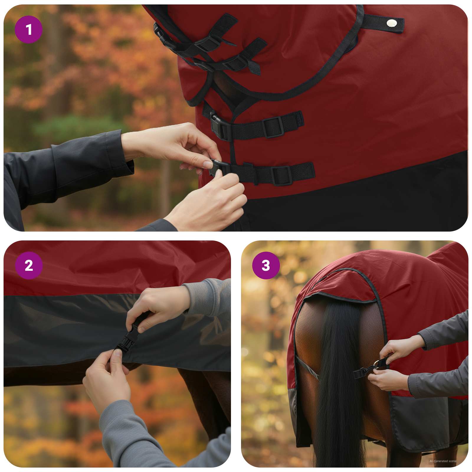 Pokrivač za konje Tamno zelena i crna 115 cm Poliester