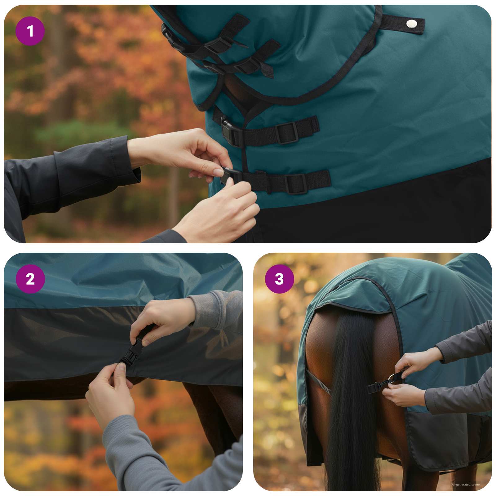 Pokrivač za konje Tamno zelena i crna 105 cm Poliester