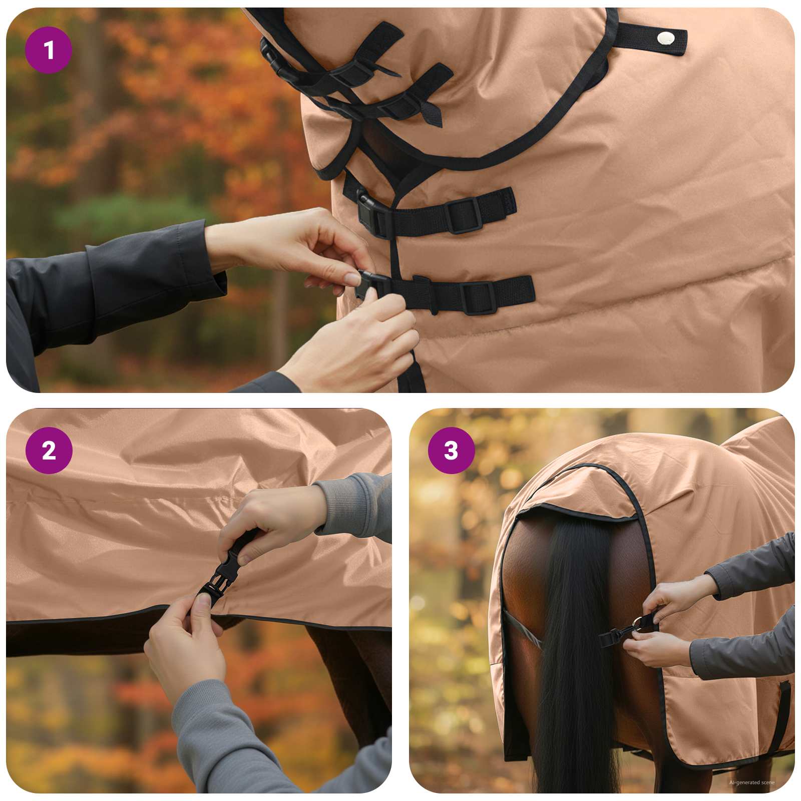 Pokrivač za konje Boja cappuccina 75 cm Poliester