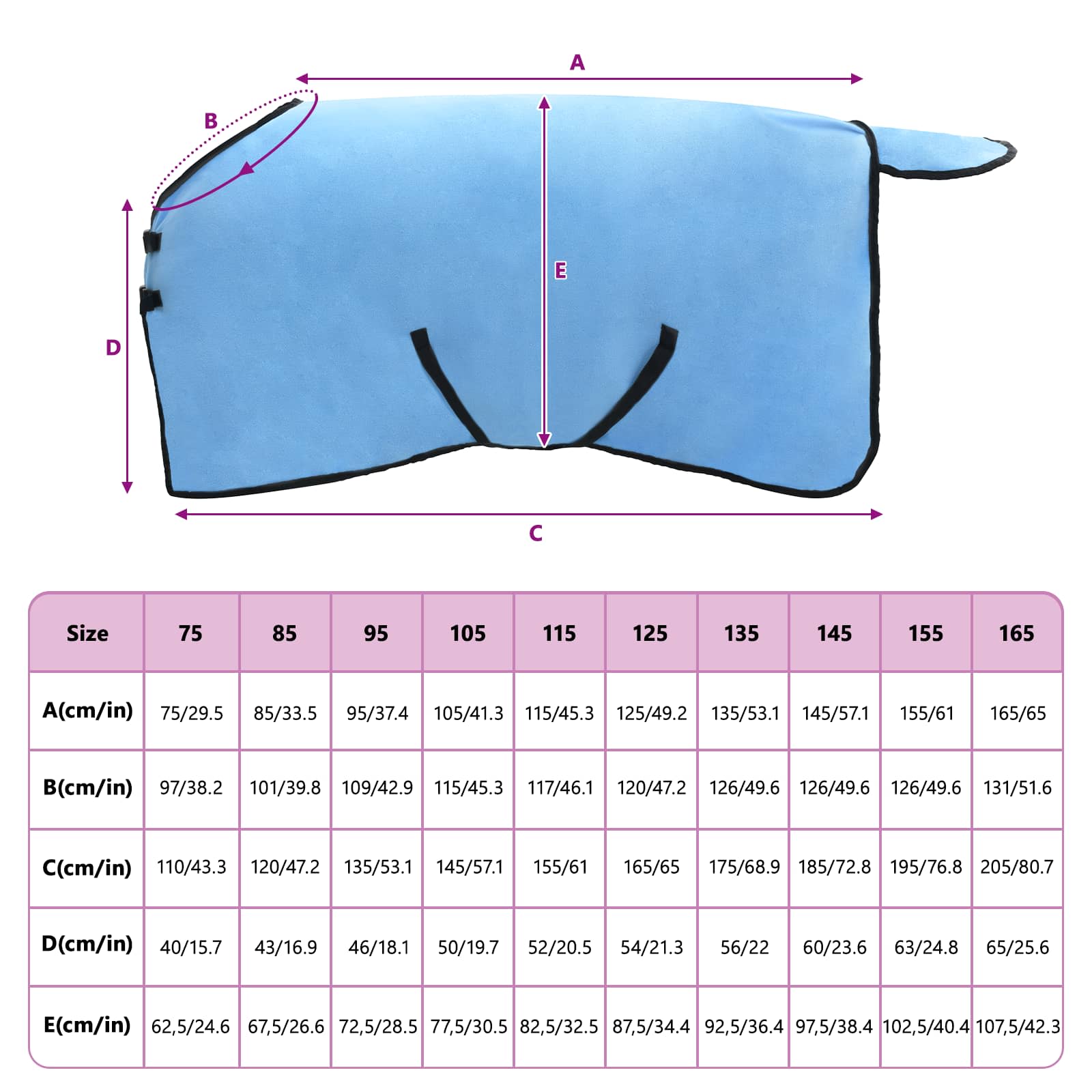 Pokrivač za konje Pun Aqua 75 cm Poliester