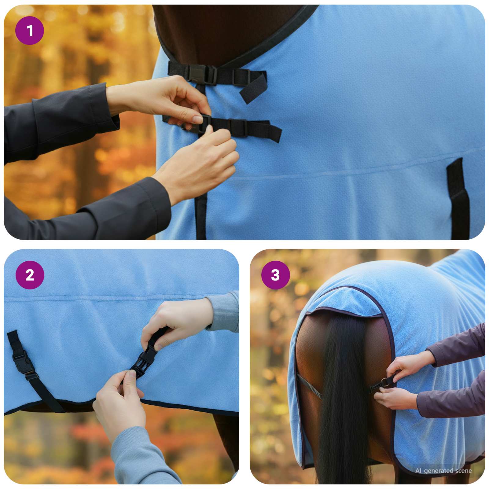 Pokrivač za konje Pun Aqua 125 cm Poliester