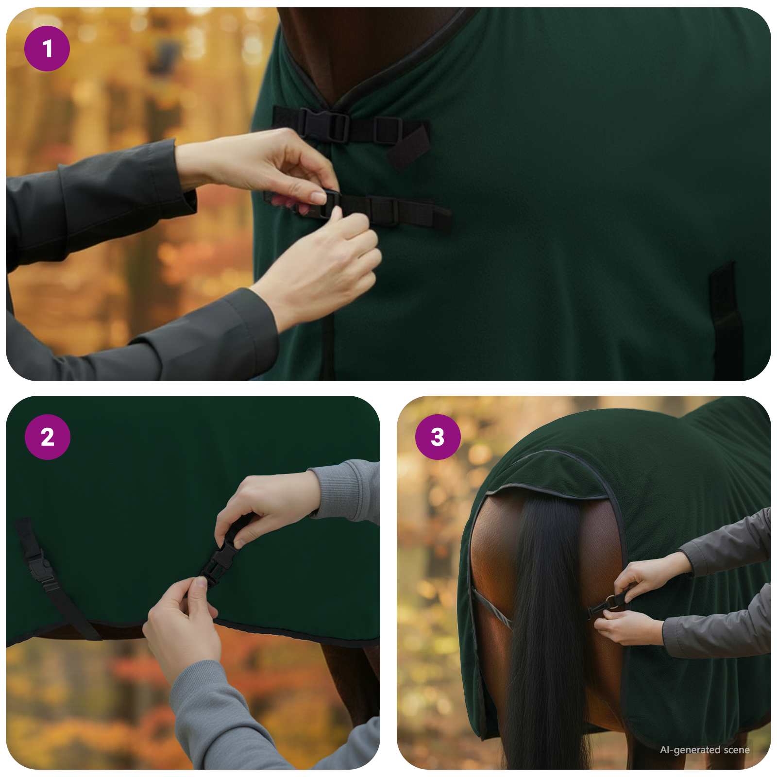Pokrivač za konje Cjela tamno zelena 75 cm Poliester