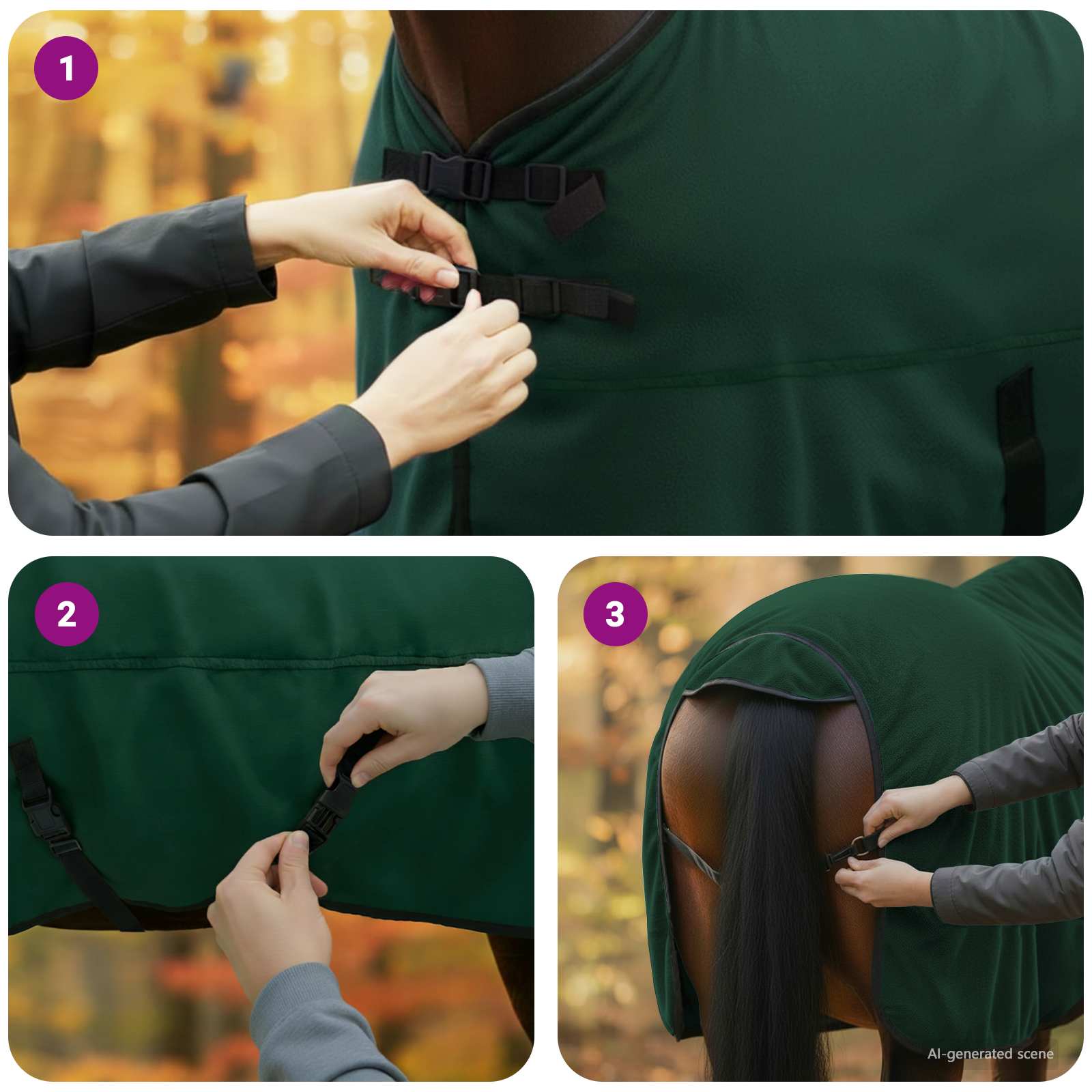 Pokrivač za konje Cjela tamno zelena 125 cm Poliester