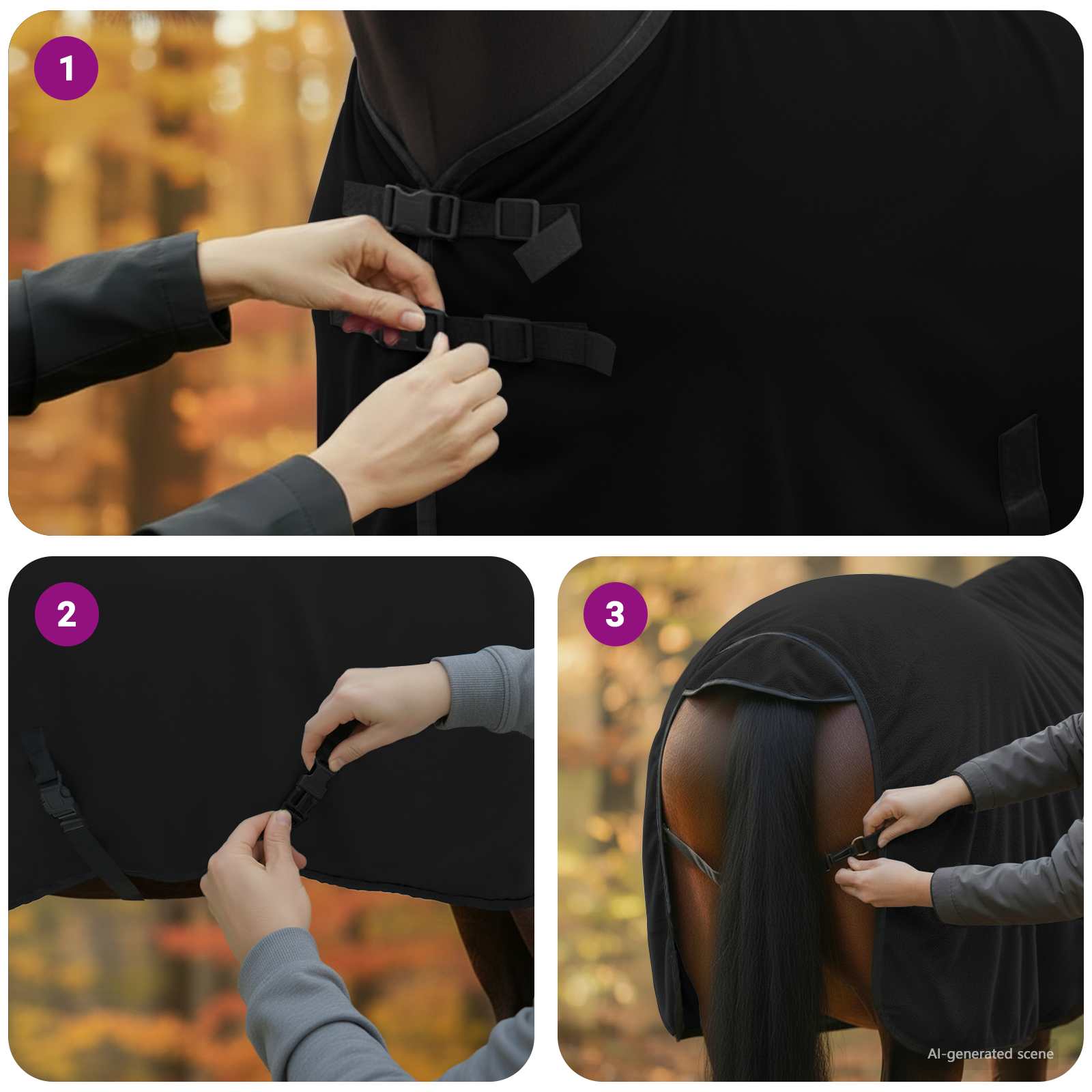 Pokrivač za konje Crna 85 cm Poliester