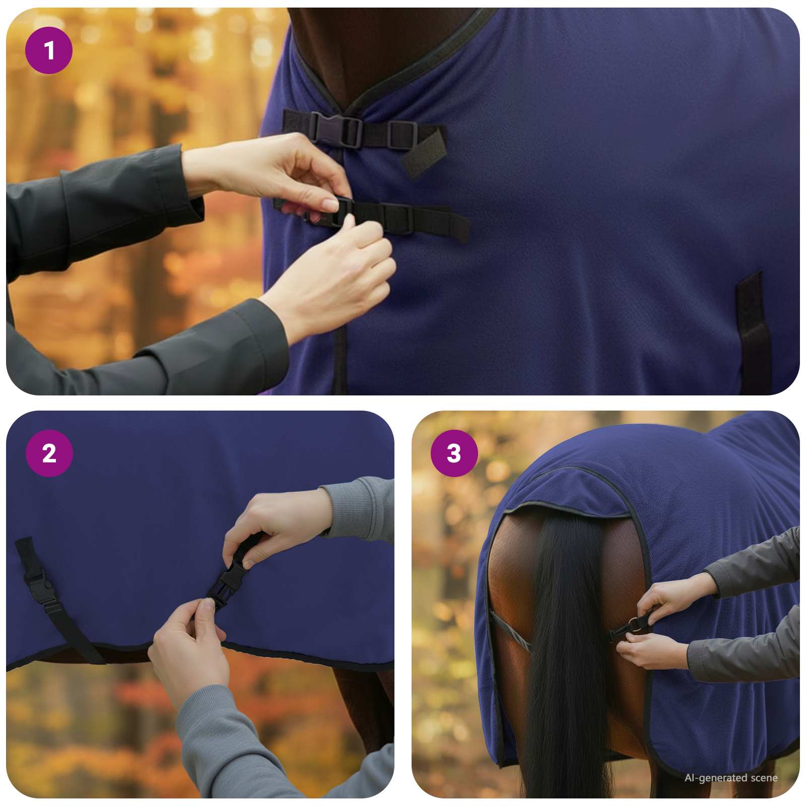 Pokrivač za konje Mornarsko plava 75 cm Poliester