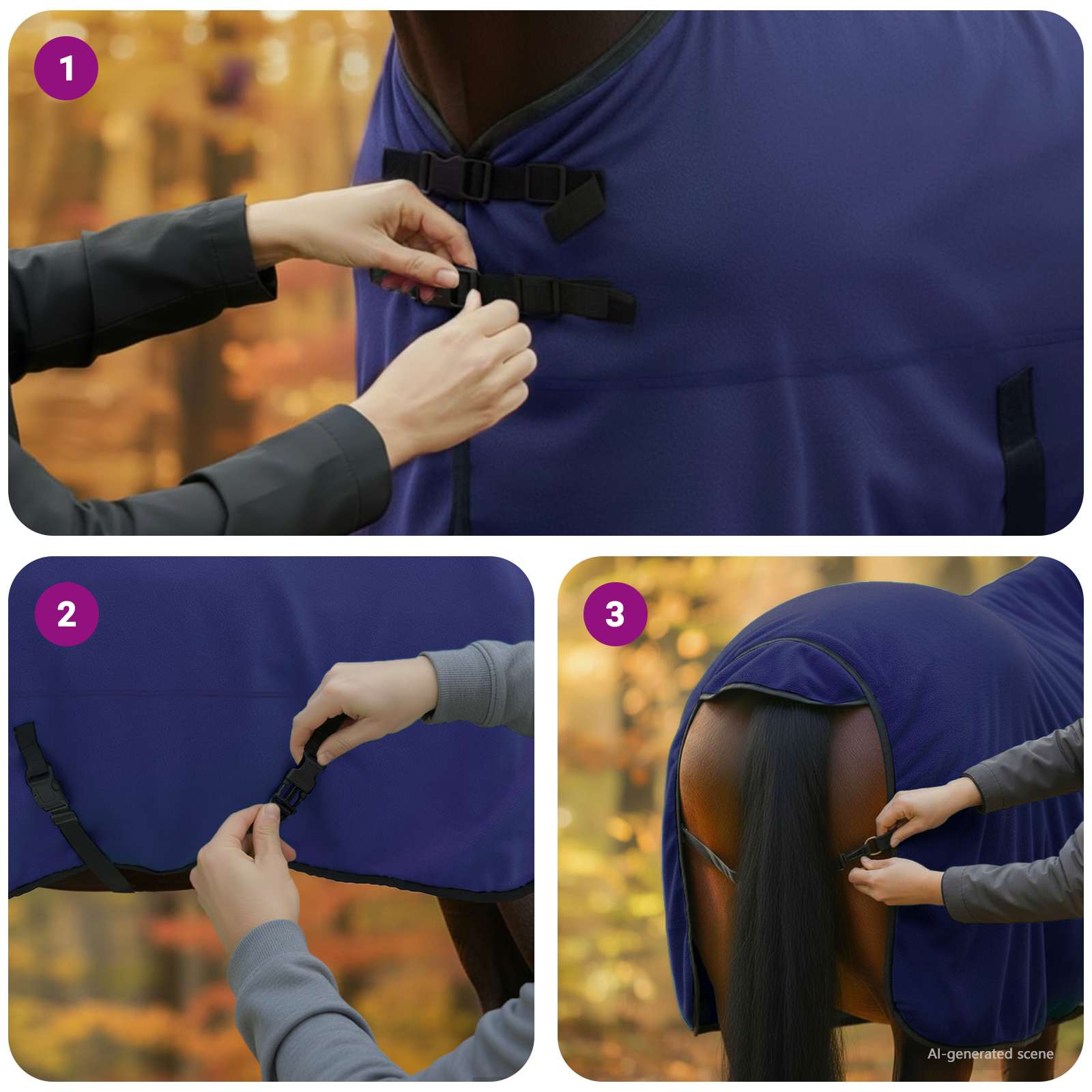Pokrivač za konje Mornarsko plava 165 cm Poliester