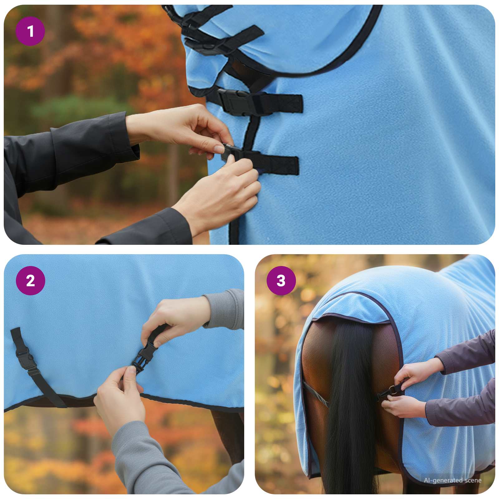 Pokrivač za konje Pun Aqua 85 cm Poliester