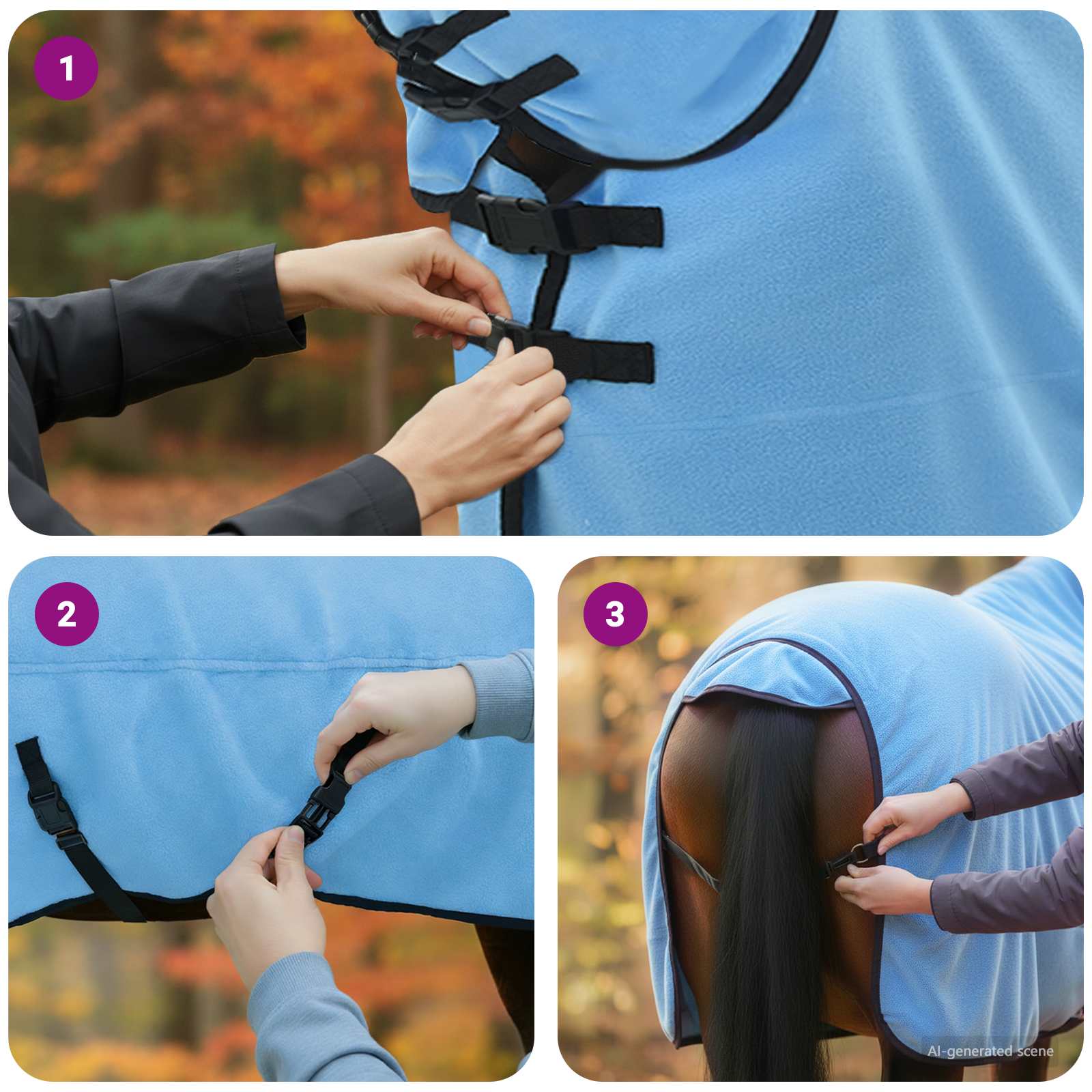 Pokrivač za konje Pun Aqua 165 cm Poliester