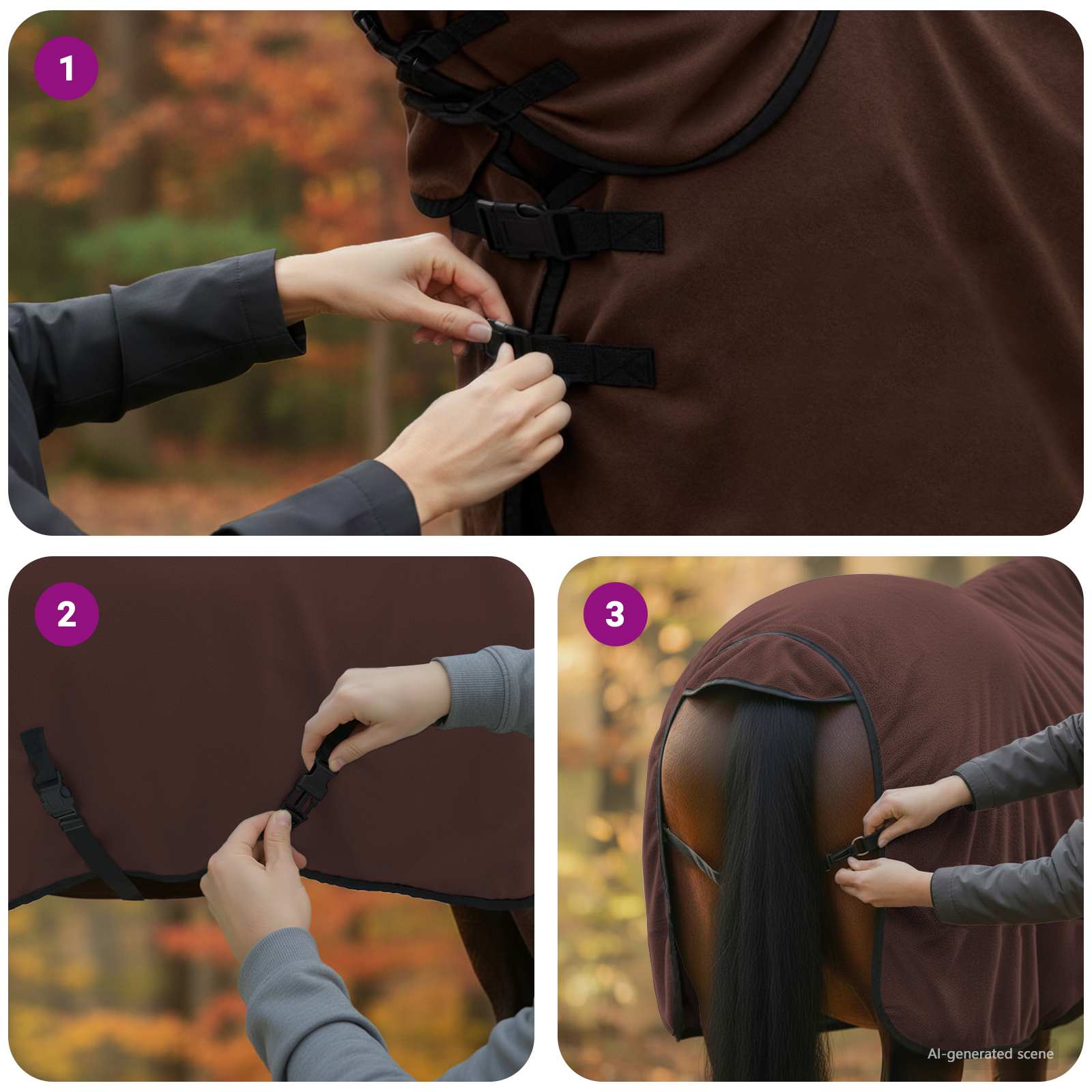 Pokrivač za konje Puni tamnosmeđi 75 cm Poliester