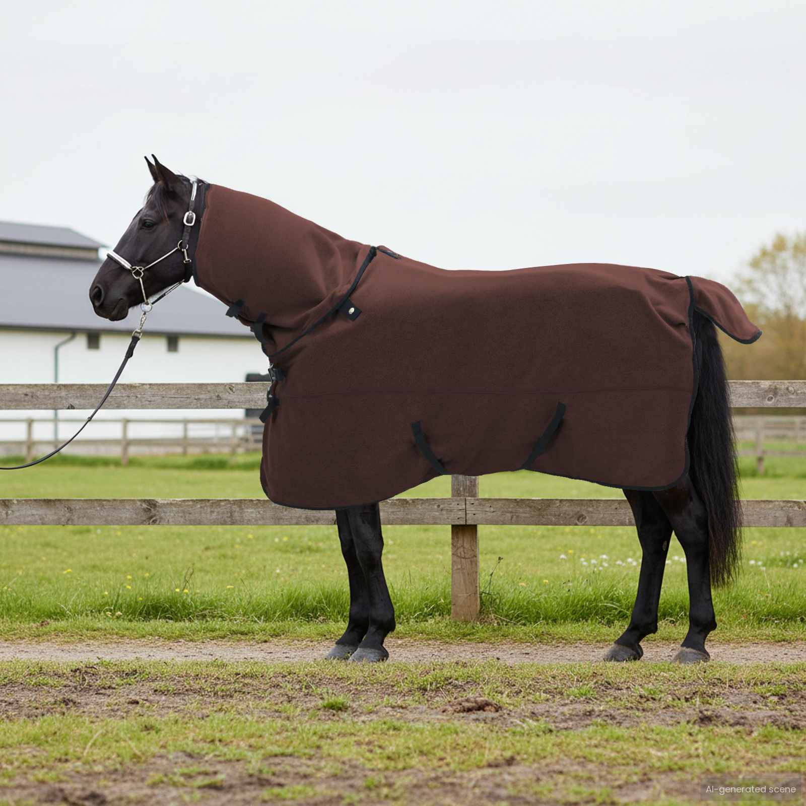 Pokrivač za konje Puni tamnosmeđi 145 cm Poliester