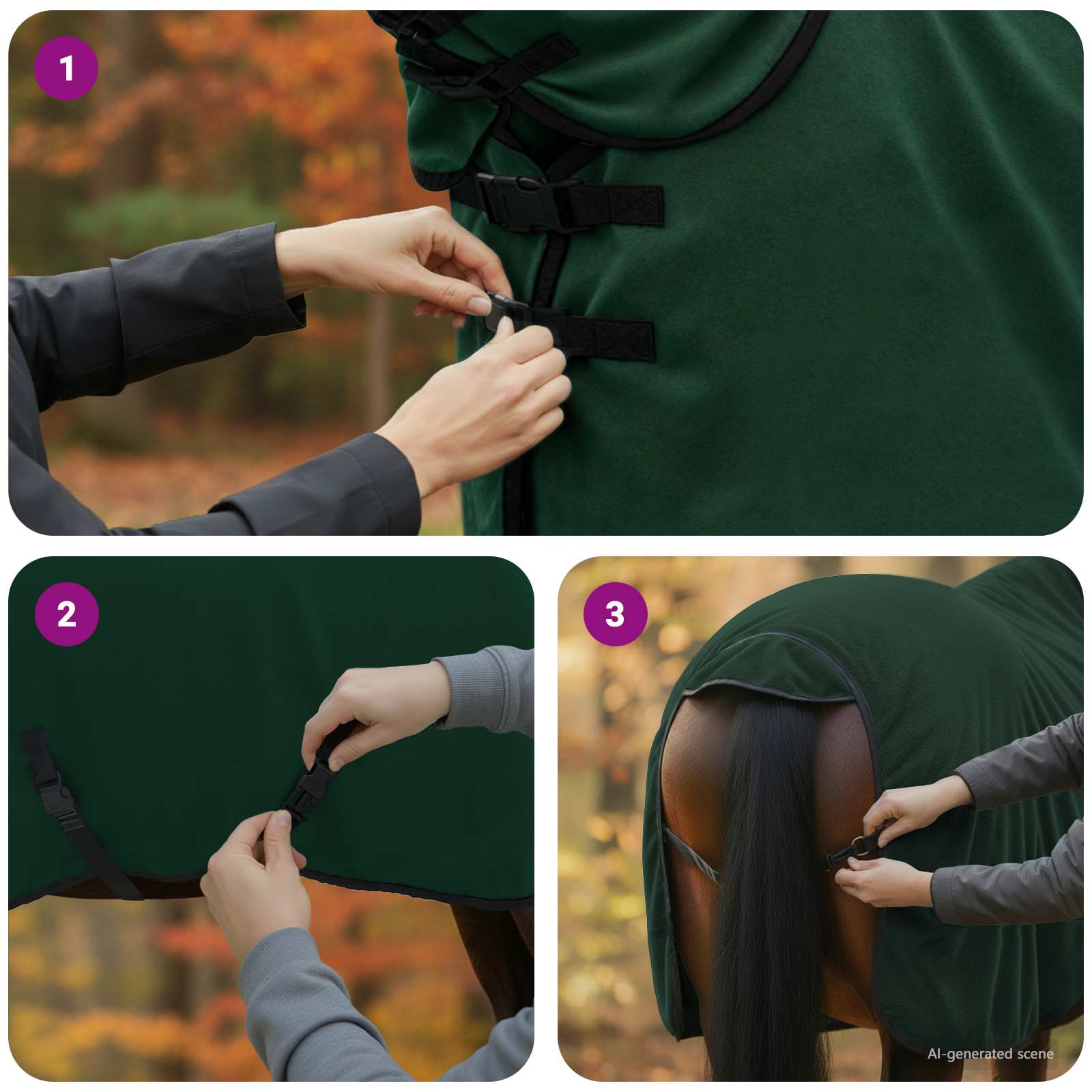 Pokrivač za konje Cjela tamno zelena 85 cm Poliester