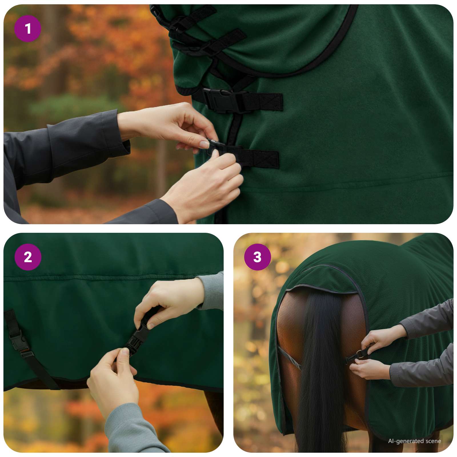 Pokrivač za konje Cjela tamno zelena 135 cm Poliester