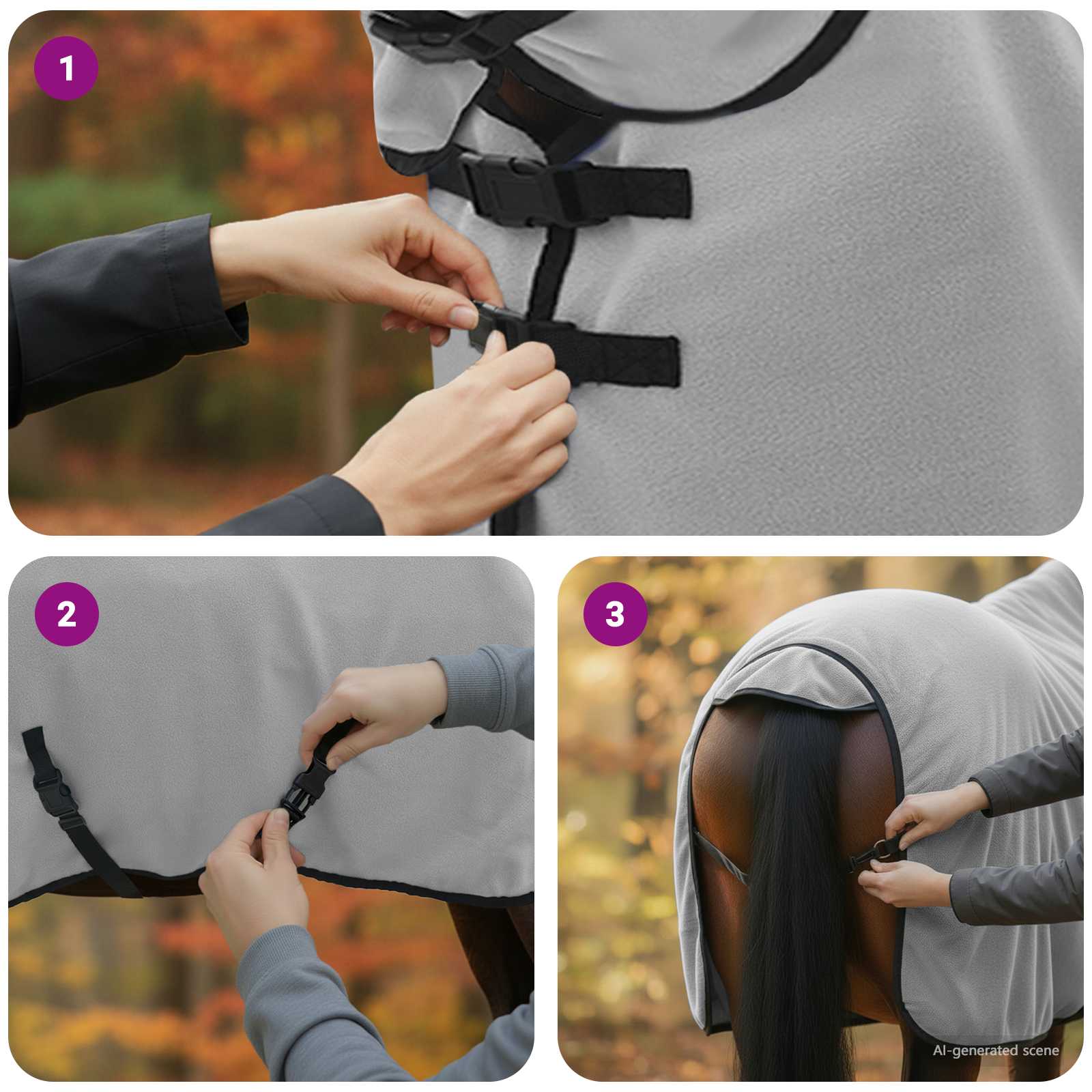 Pokrivač za konje Cjela svijetlo siva i roza 85 cm Poliester