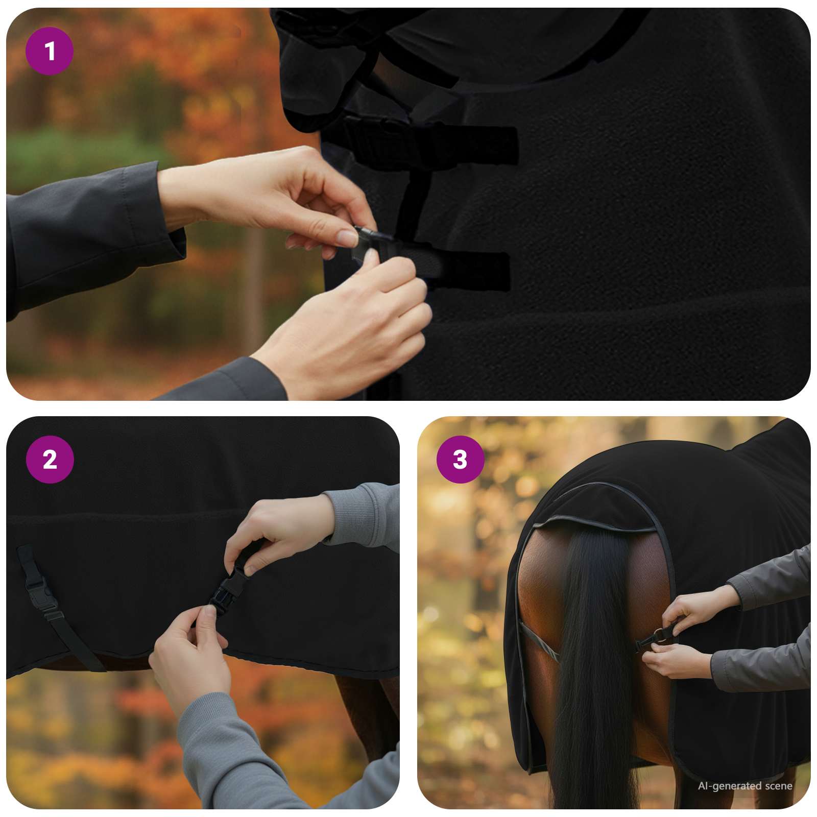 Pokrivač za konje Crna 135 cm Poliester