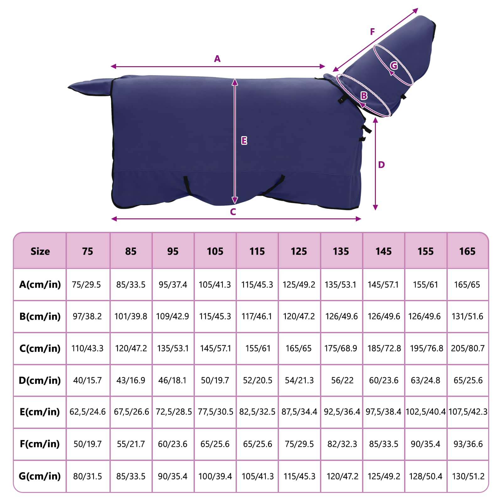 Pokrivač za konje Mornarsko plava 145 cm Poliester
