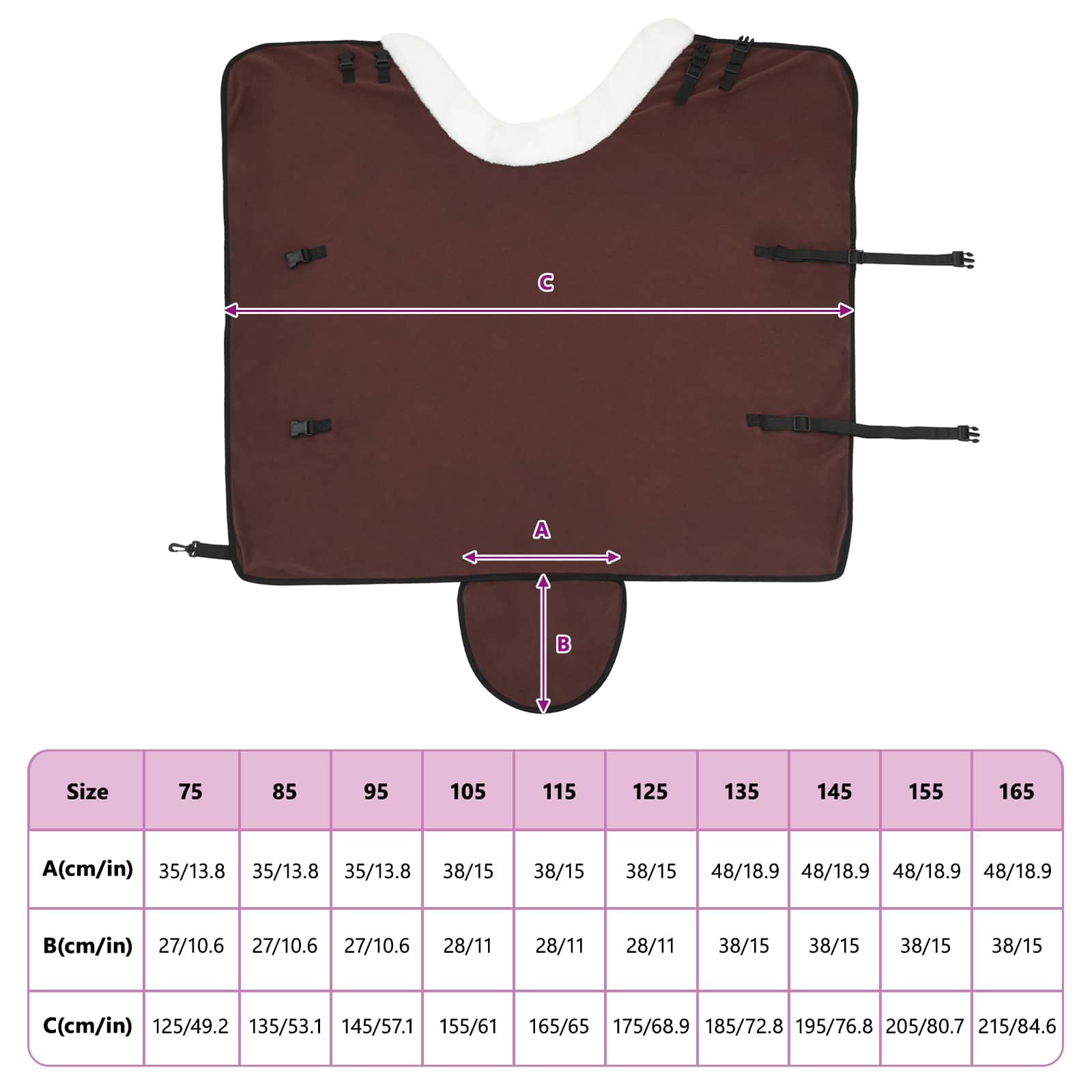 Pokrivač za konje Puni tamnosmeđi 75 cm Polartec