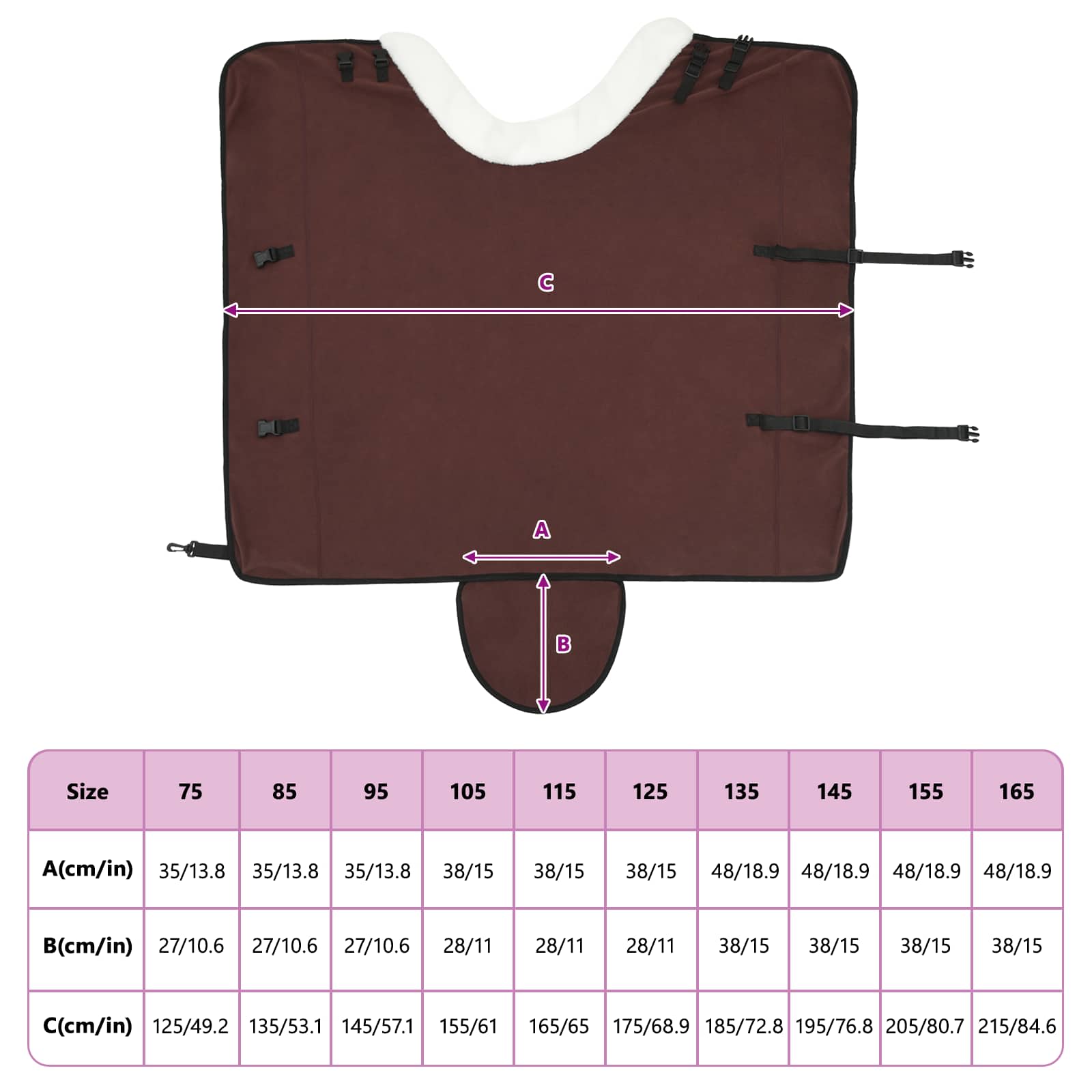 Pokrivač za konje Puni tamnosmeđi 125 cm Polartec