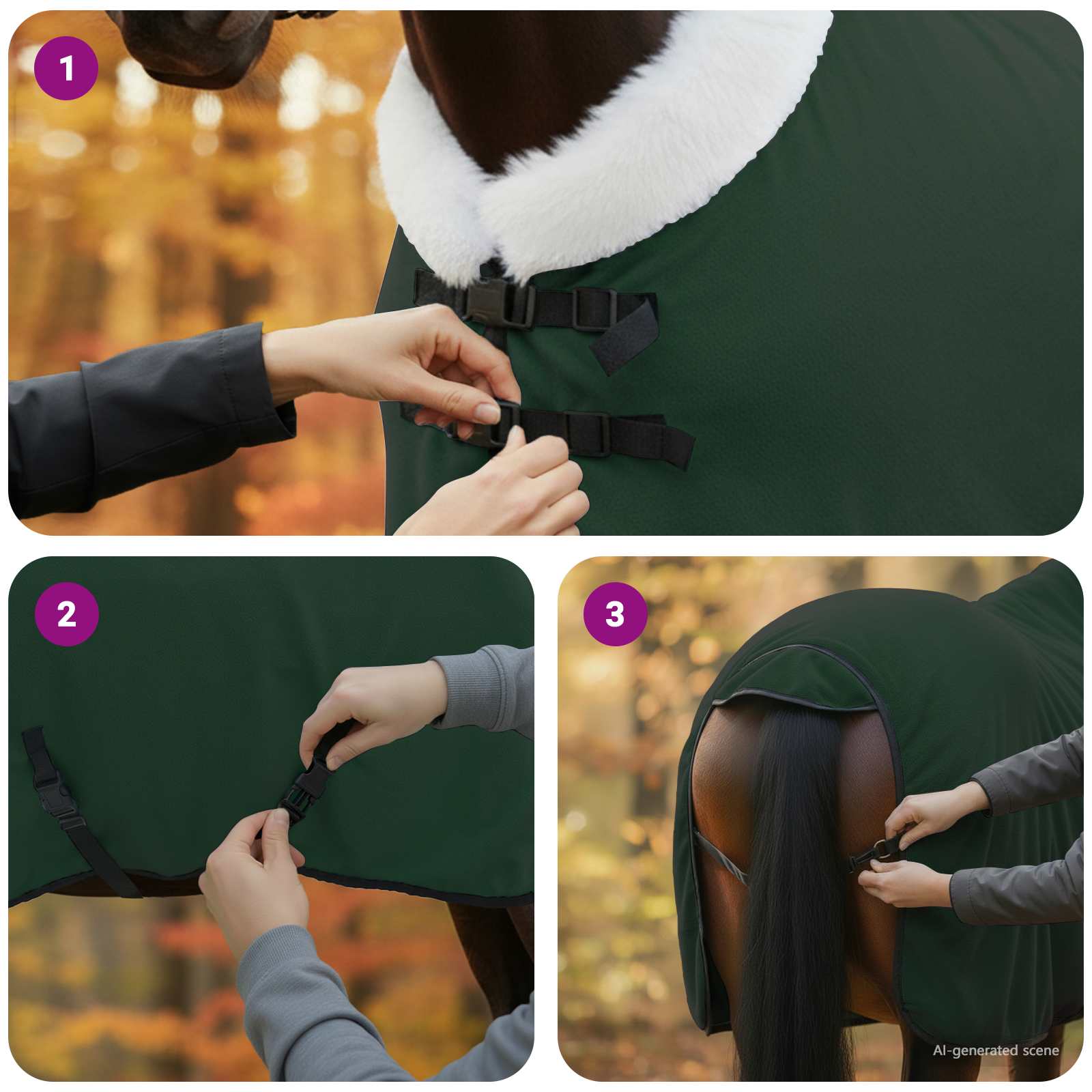 Pokrivač za konje Cjela tamno zelena 75 cm Polartec