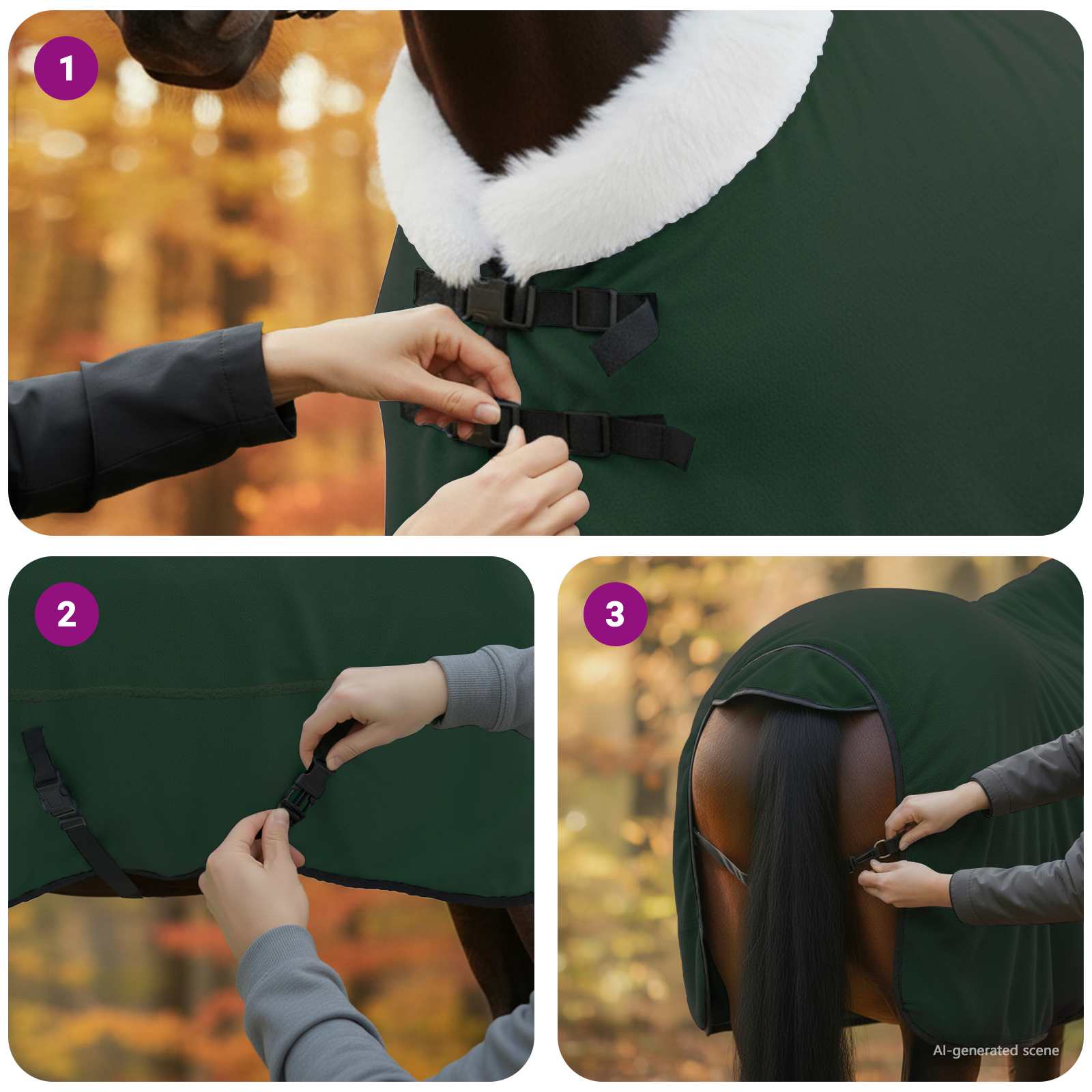 Pokrivač za konje Cjela tamno zelena 155 cm Polartec