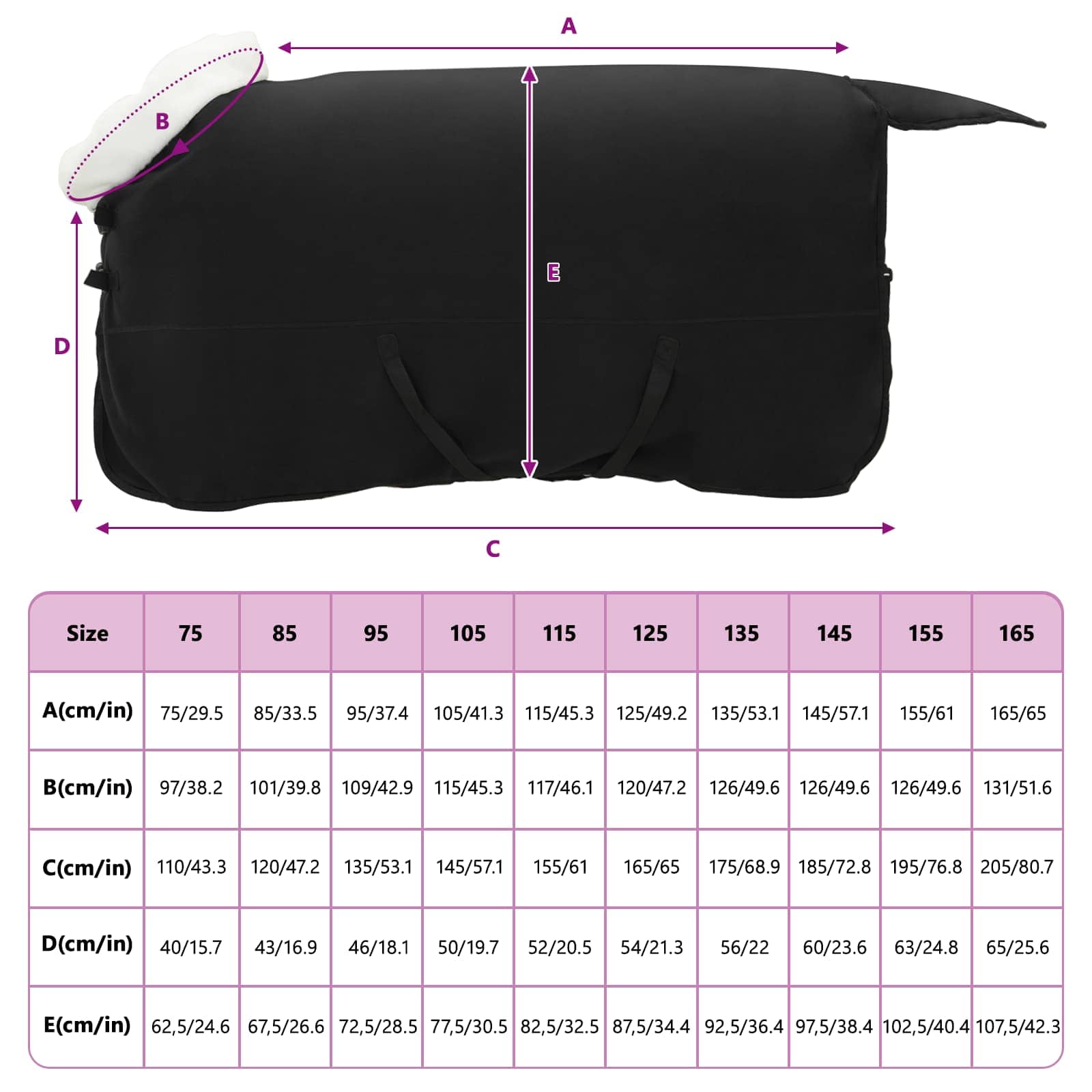 Pokrivač za konje Crna 125 cm Polartec