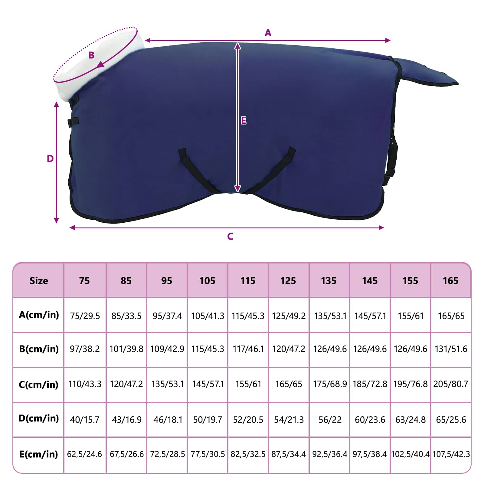 Pokrivač za konje Mornarsko plava 95 cm Polartec