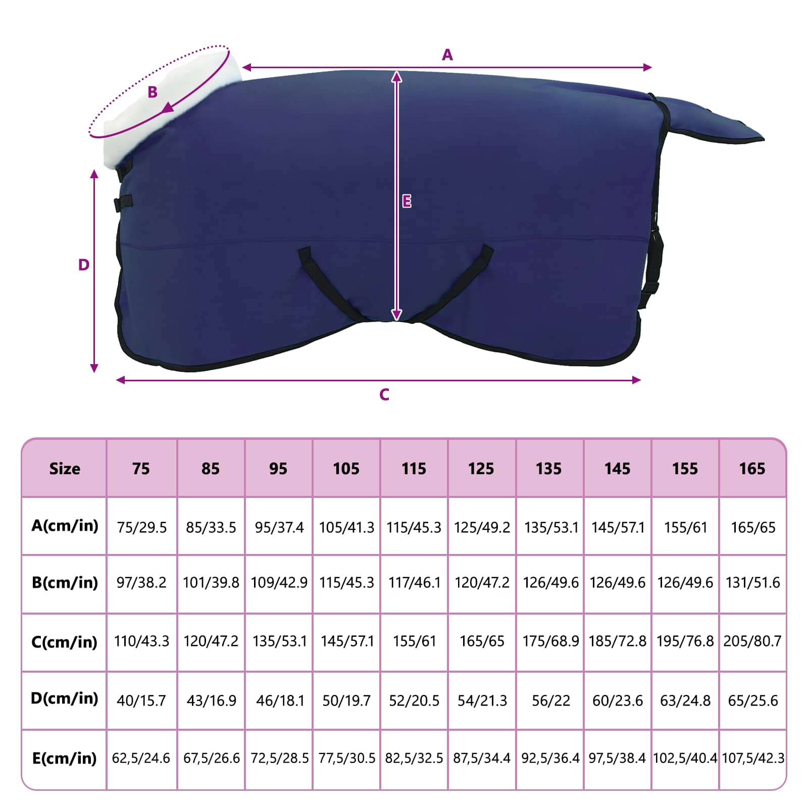 Pokrivač za konje Mornarsko plava 135 cm Polartec