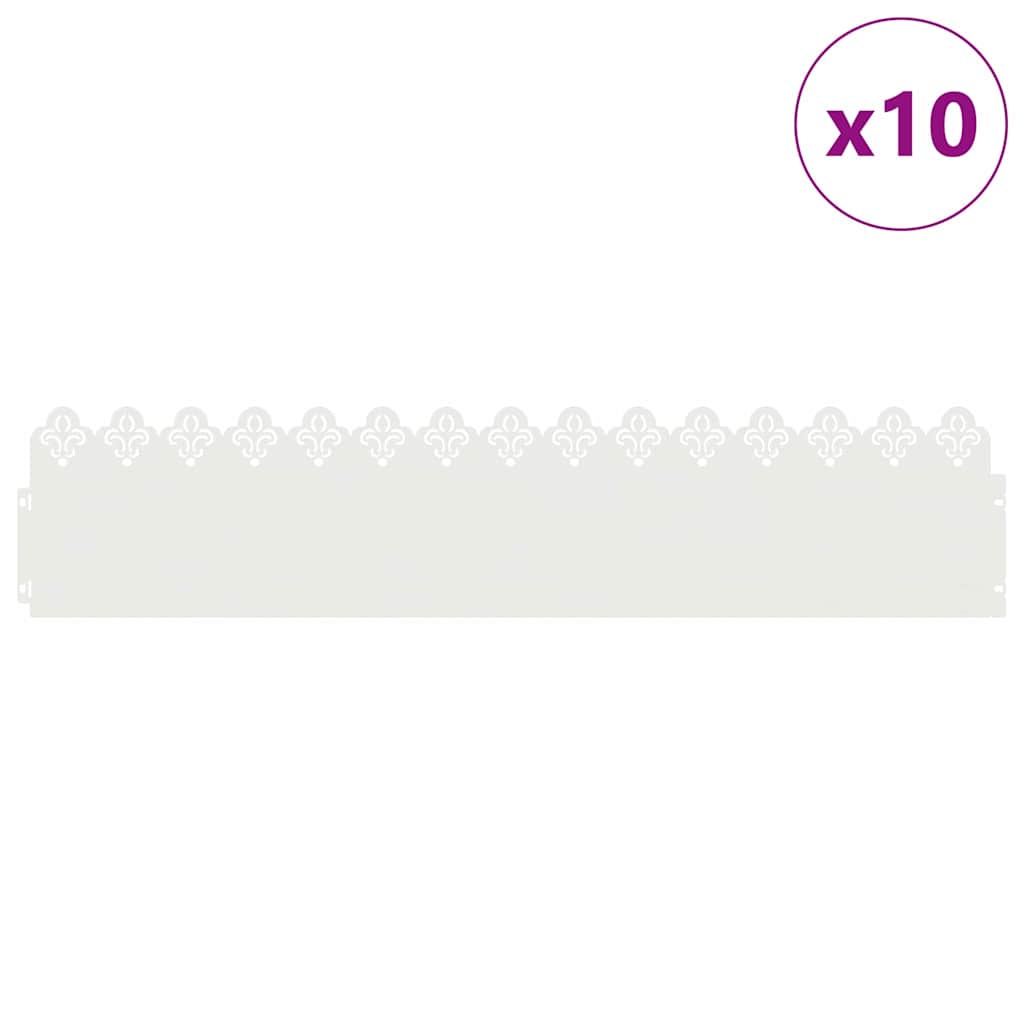 Rubnjaci za travnjak 10 pcs Bijelo 103 x 0,05 x 22 cm Čelik