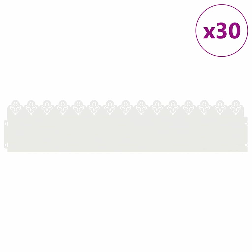 Rubnjaci za travnjak 30 pcs Bijelo 103 x 0,05 x 22 cm Čelik