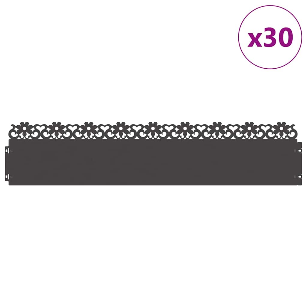 Rubnjaci za travnjak 30 pcs Crna 103 x 0,05 x 22 cm Čelik
