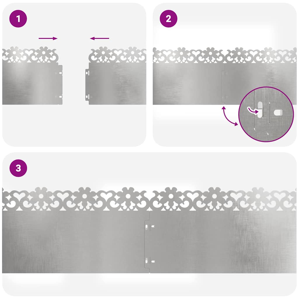 Rubnjaci za travnjak 10 pcs Srebrno 103 x 0,05 x 22 cm