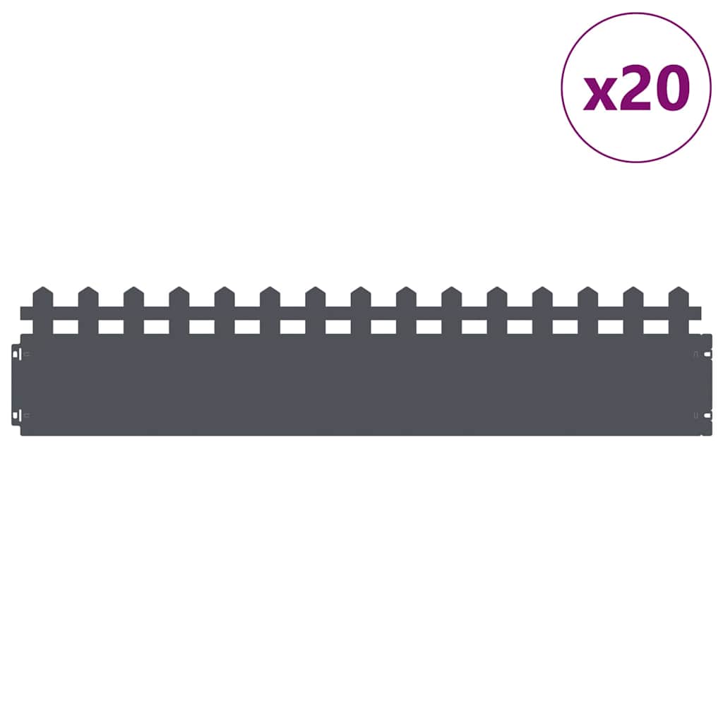 Rubnjaci za travnjak 20 pcs Antracit 103 x 0,05 x 22 cm Čelik
