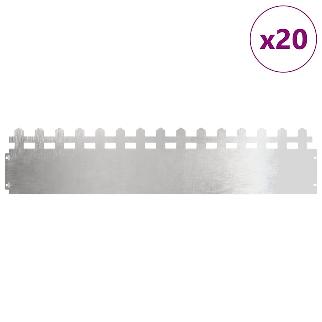 Rubnjaci za travnjak 20 pcs Srebrno 103 x 0,05 x 22 cm