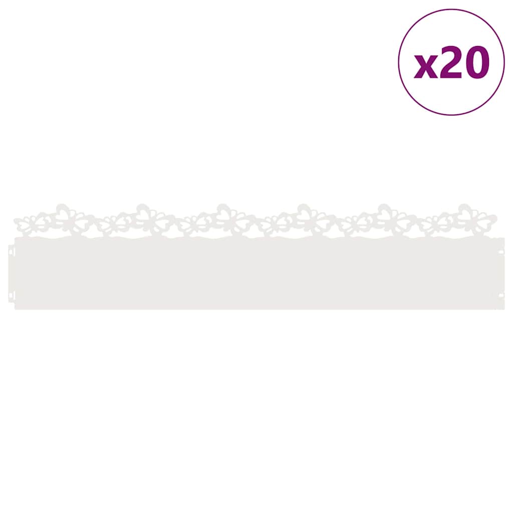 Rubnjaci za travnjak 20 pcs Bijelo 103 x 0,05 x 22 cm Čelik