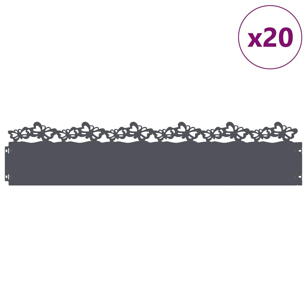 Rubnjaci za travnjak 20 pcs Antracit 103 x 0,05 x 22 cm Čelik