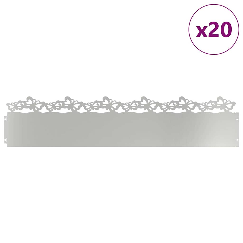 Rubnjaci za travnjak 20 pcs Srebrno 103 x 0,05 x 22 cm