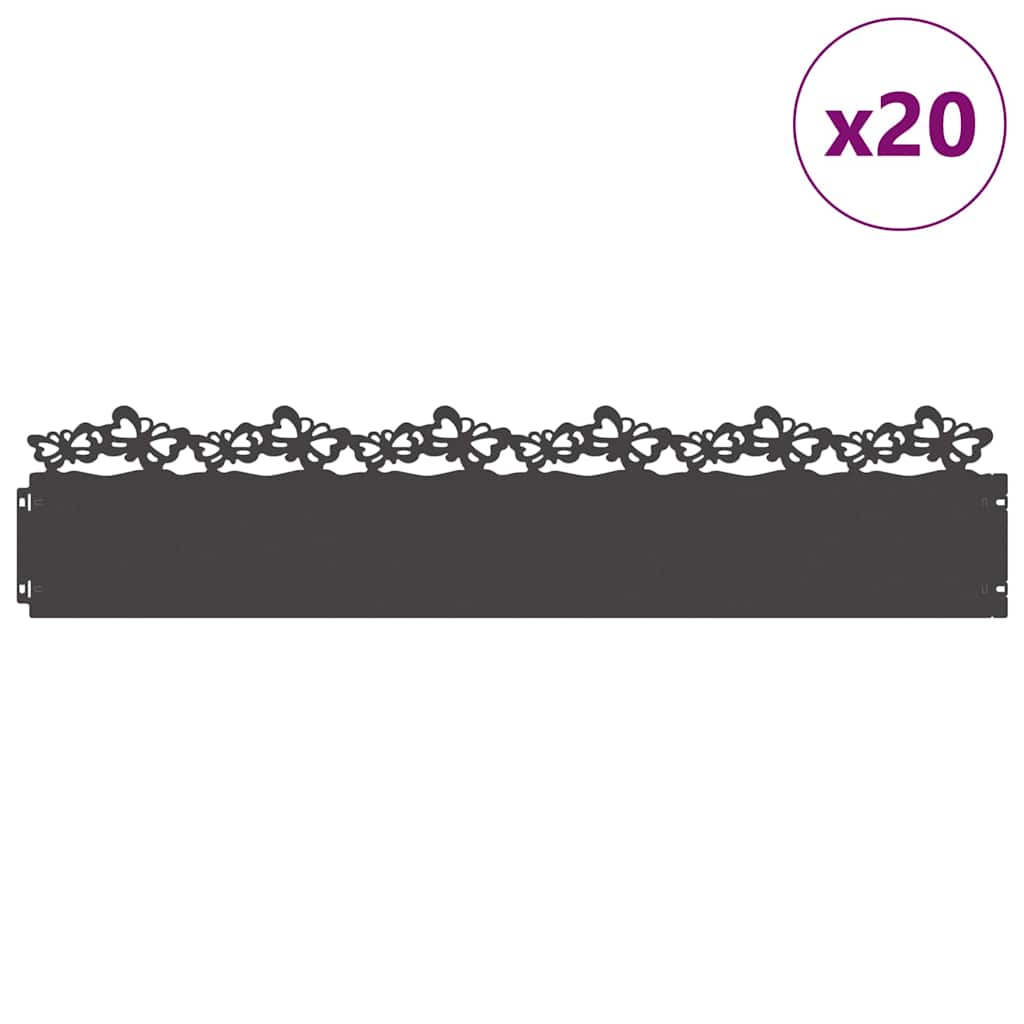 Rubnjaci za travnjak 20 pcs Crna 103 x 0,05 x 22 cm Čelik