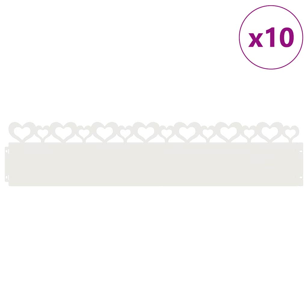 Rubnjaci za travnjak 10 pcs Bijelo 103 x 0,05 x 22 cm Čelik