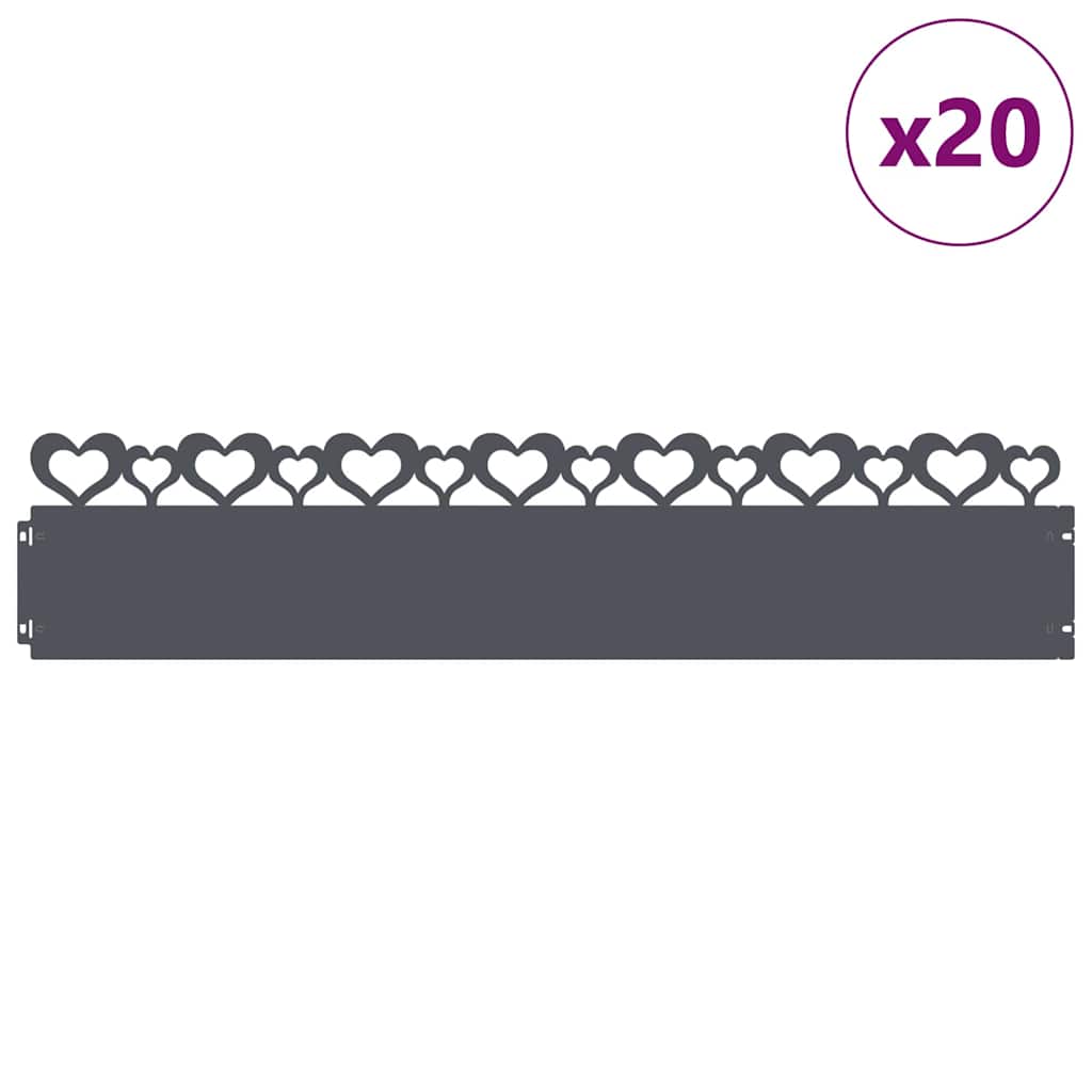 Rubnjaci za travnjak 20 pcs Antracit 103 x 0,05 x 22 cm Čelik
