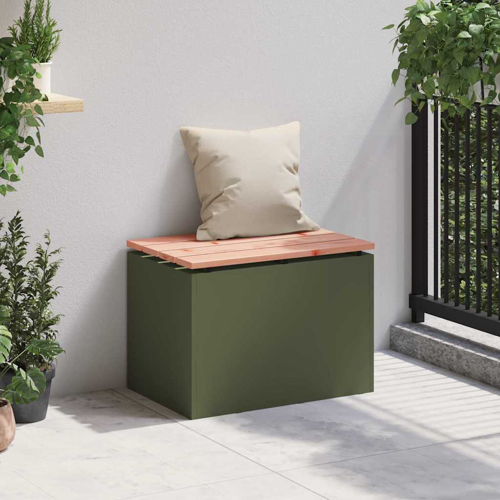 Vrtna klupa Maslinovo zelena 60 x 40 x 43 cm Čelik
