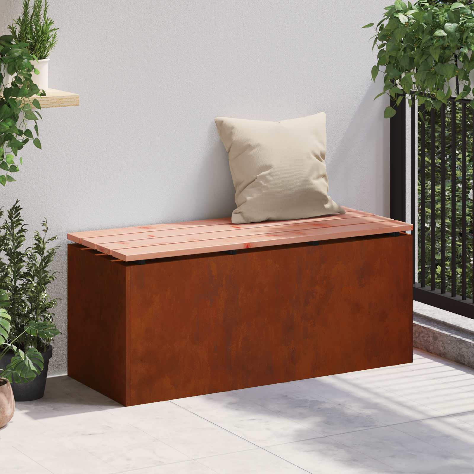 Vrtna klupa Rđa 100 x 40 x 43 cm Otporni čelik