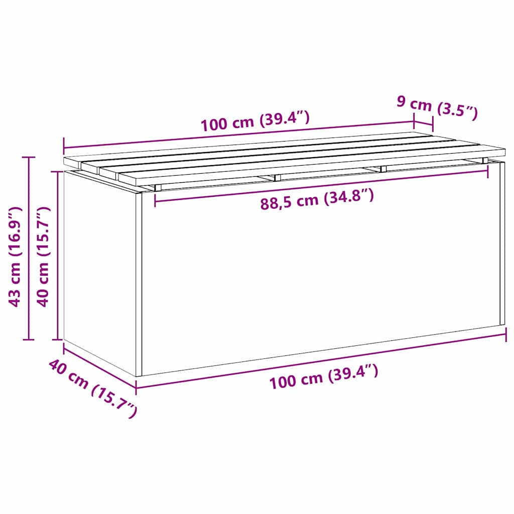 Vrtna klupa Rđa 100 x 40 x 43 cm Otporni čelik