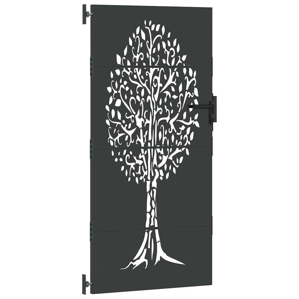 Vrtna vrata Crna 85 x 175 cm Čelik s praškastim premazom