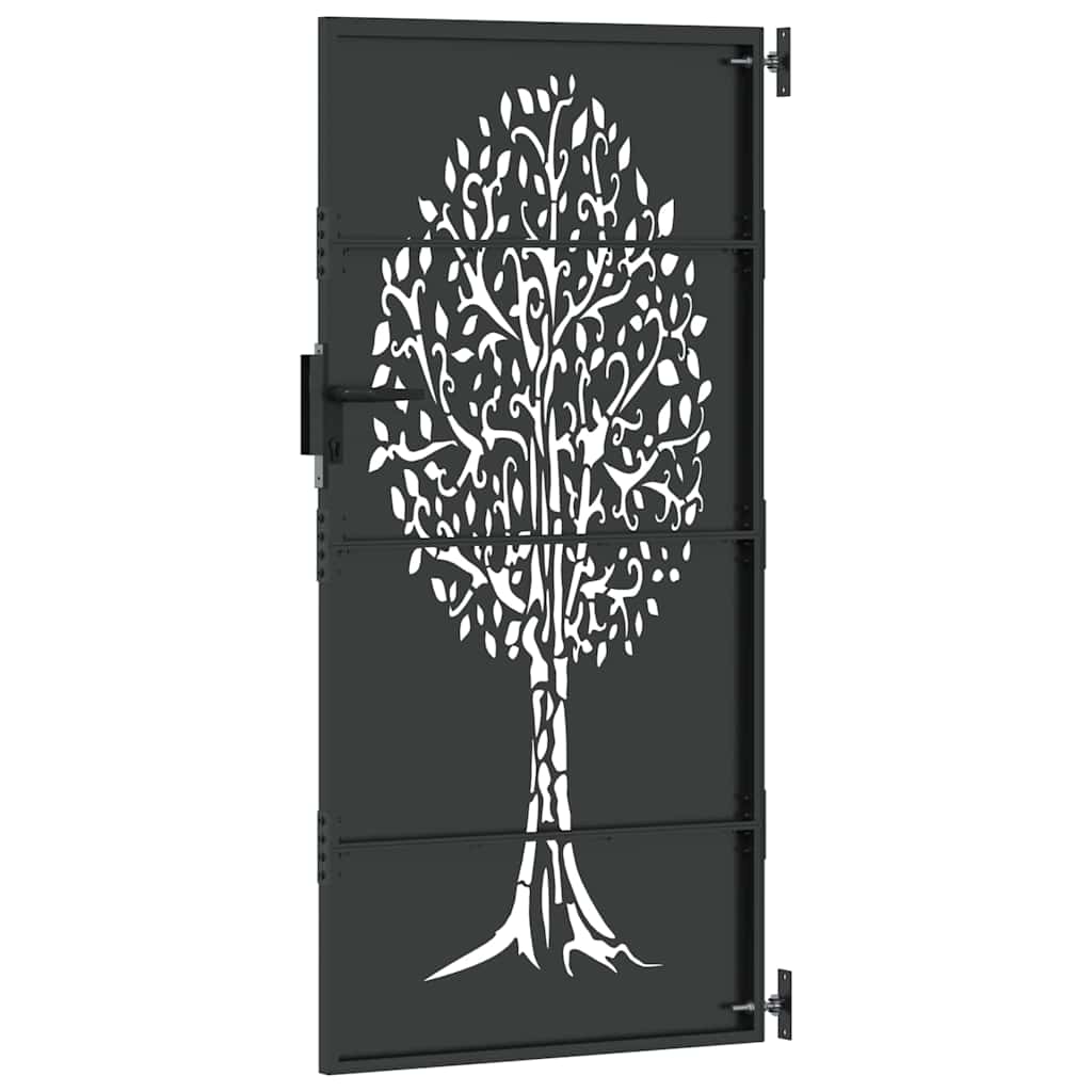 Vrtna vrata Crna 85 x 175 cm Čelik s praškastim premazom