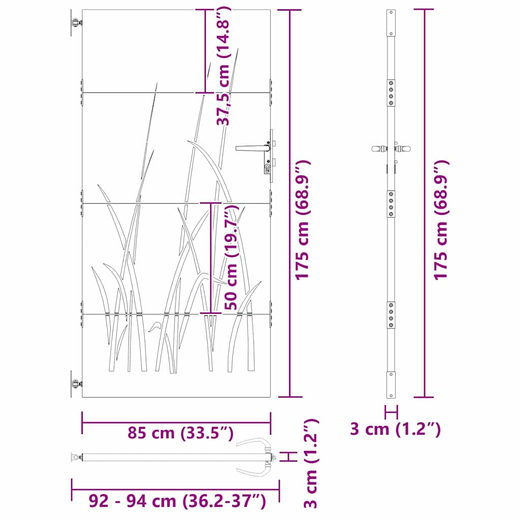 Vrtna vrata Crna 85 x 175 cm Čelik s praškastim premazom