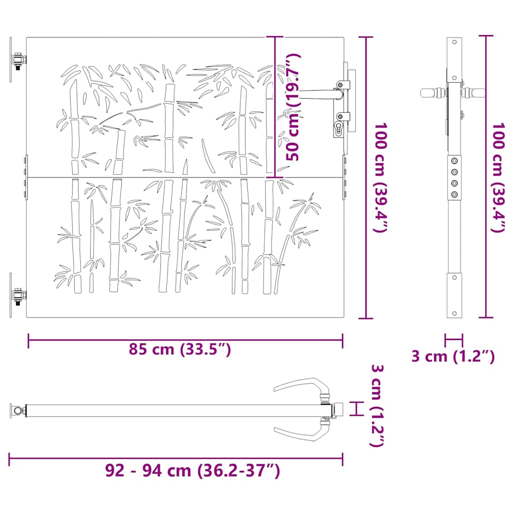 Vrtna vrata 85 x 100 cm Čelik s praškastim premazom Crna