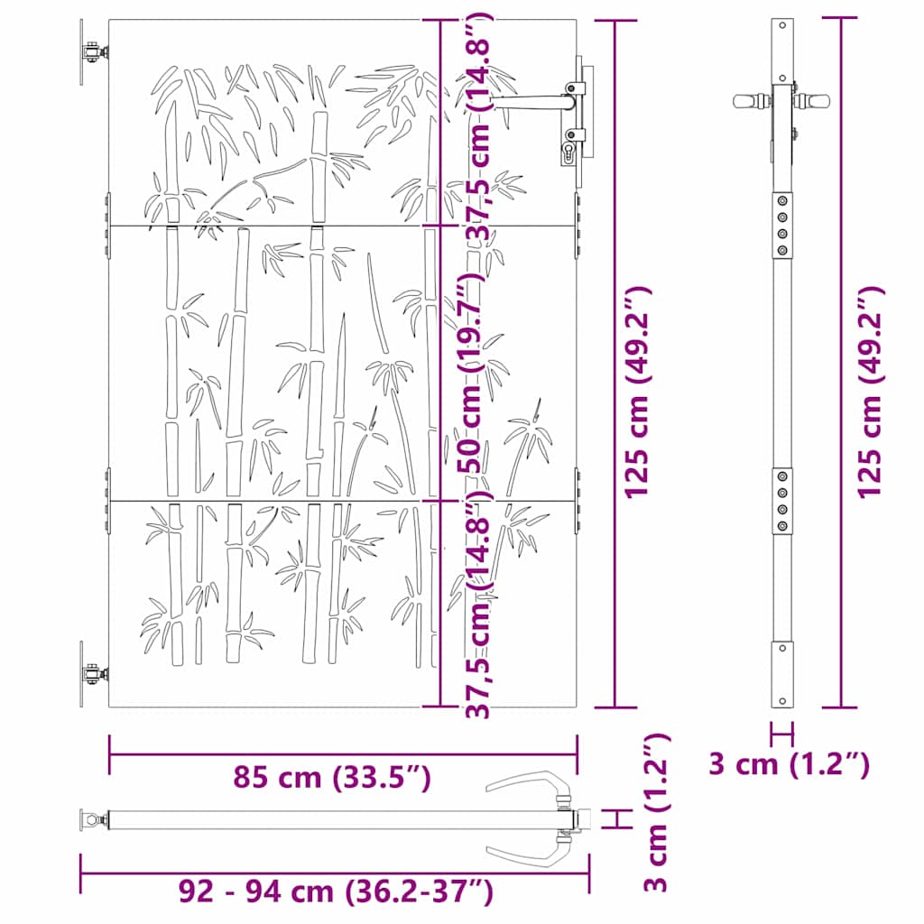 Vrtna vrata Crna 85 x 125 cm Čelik s praškastim premazom