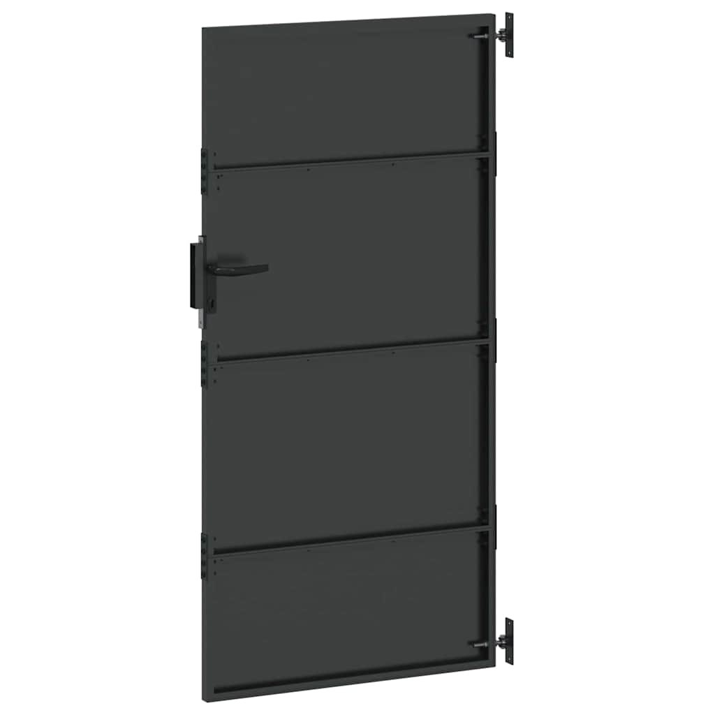 Vrtna vrata Crna 85 x 175 cm Čelik s praškastim premazom